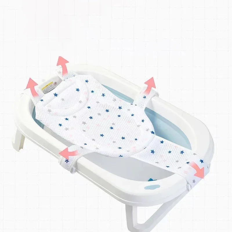 Baby Bath Net Mat Children  Newborn Adjustable Bathtub Pillow Seat Cushion Cross-shaped Anti-slip Bathtub Shower Cradle Bed Seat