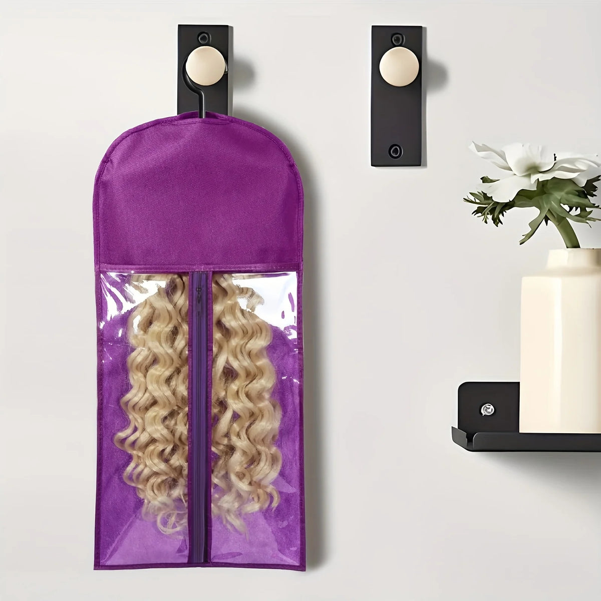 10PCS/3PCS/6PCS/1PCS Hair Extension Storage Bag with Hanger Transparent Wig Organizer Dustproof Holder for Hair Pieces