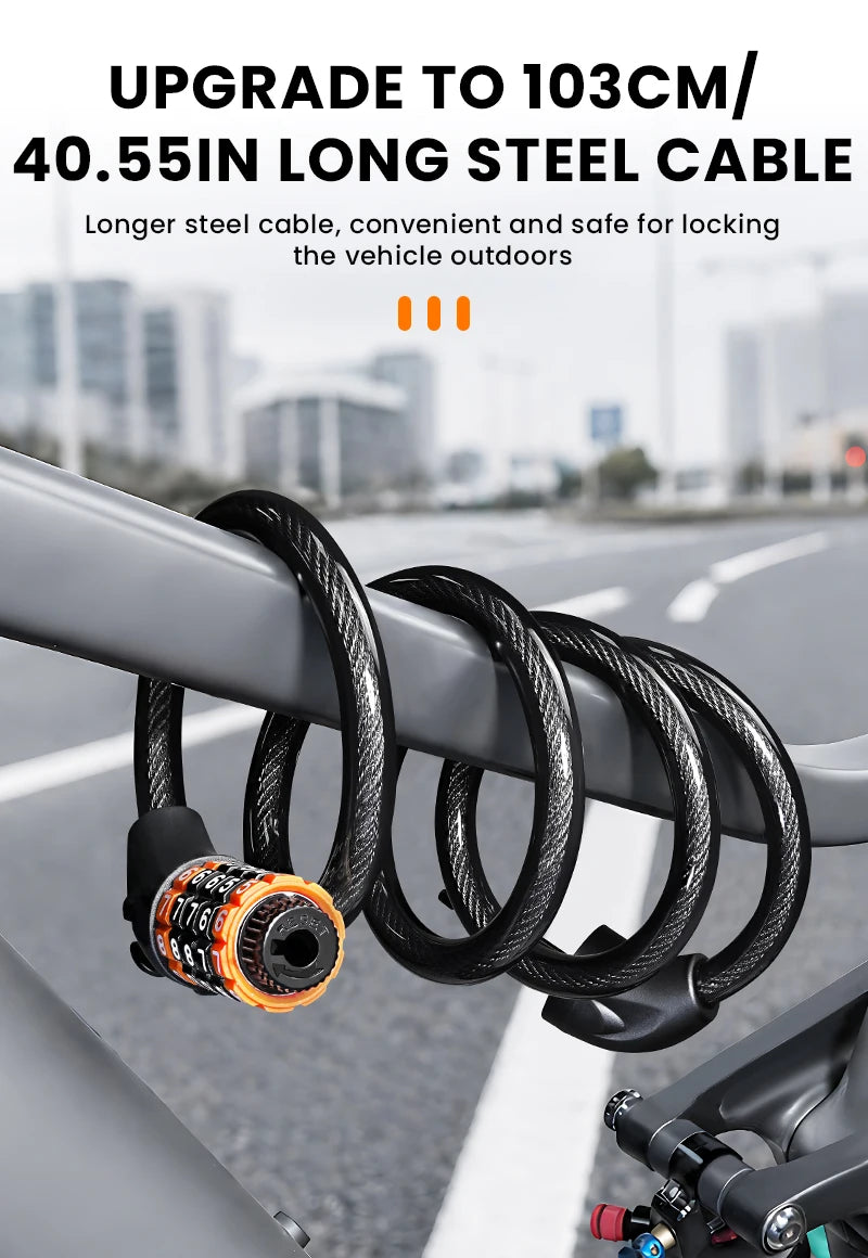 BUCKLOS 5 Digit Anti-theft Bike Password Lock Bicycle Cable Lock Steel Cable Motorcycles Locks 1.2M Zinc Alloy E-Bike Locks