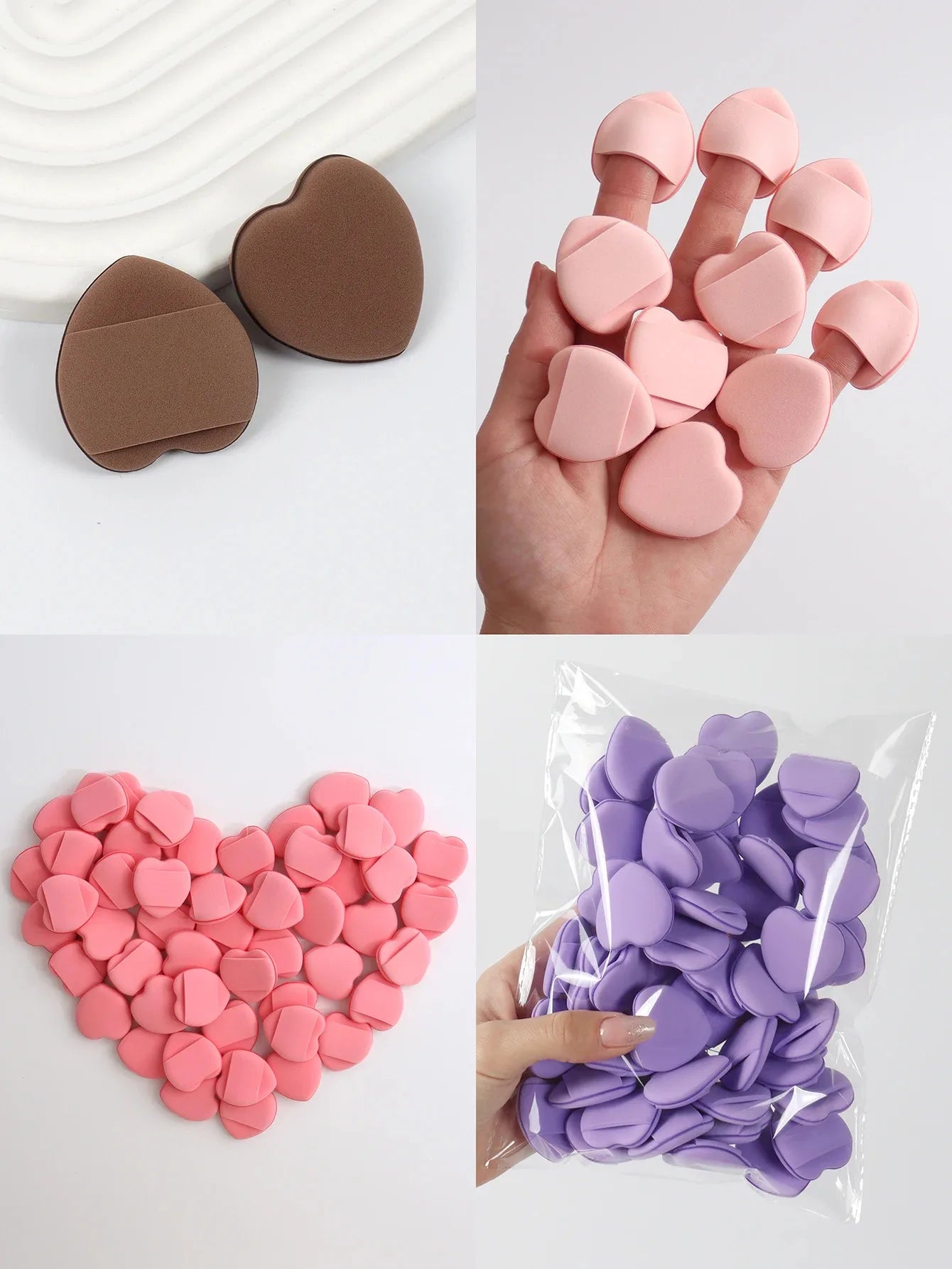 50-Pack Mini Fingertip Powder Puff Set (Pink) - Precision Foundation & Concealer Applicator Sponge Finger Pads