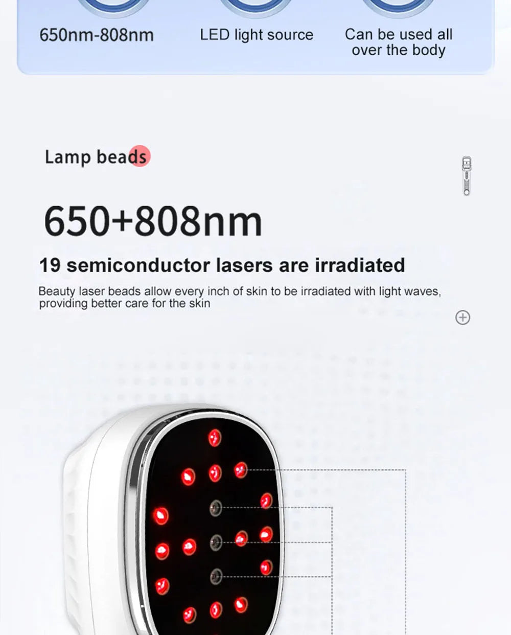650nm+808nm Handheld Face Body Red Light Infrared Beauty Device Skin Rejuvenation Muscle Joint Body Fatigue Relief Health Care