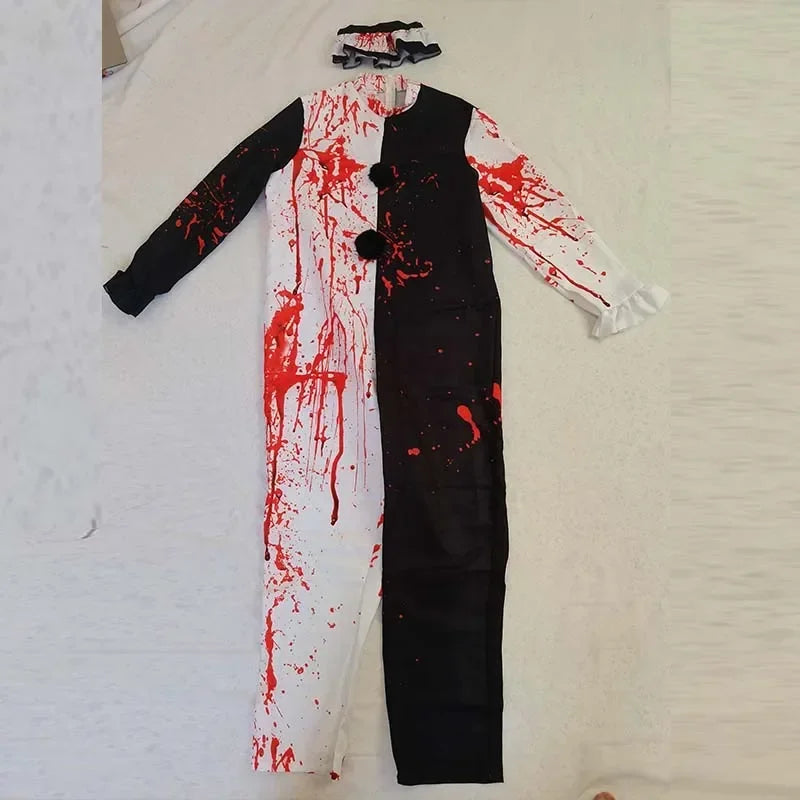 Men Halloween Costumes Art The Clown Cosplay Costume Movie Terrifierr 2 Bloody Jumpsuit Male Jumpsuit Horror Outfits