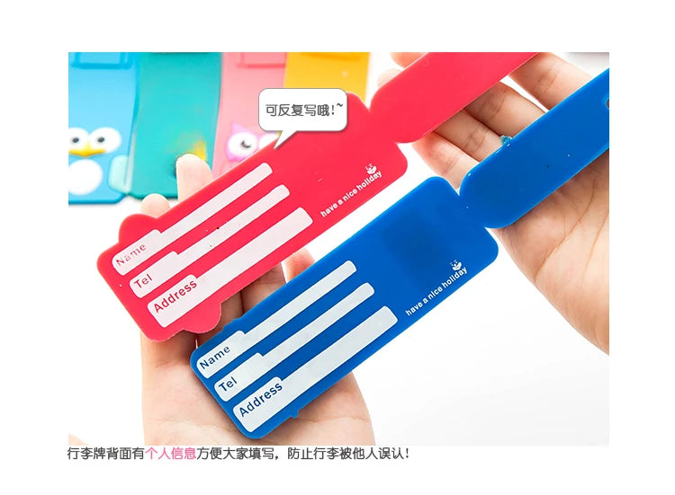 Fashion Travel Accessories Cute Animals Strip Luggage Tag Silicone Suitcase ID Addres Holder Baggage Boarding Tag Portable Label