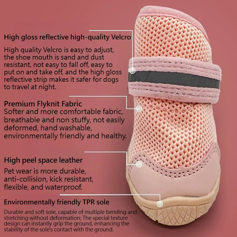 4pcs/set Pet Shoes Boots Dog Woven Shoes Small Non-slip Breathable Wear-resistant Protective Footwear Dog Shoes