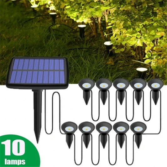 10 in 1 Outdoor Solar Lights RGB Changing Lawn Ground Lamp IP65 Waterproof Landscape Spotlights Garden Decoration Outdoor Lights