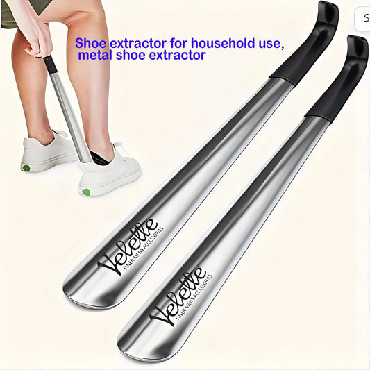 1pc 16.5-inch Stainless Steel Pair Shoehorn With A Black Handle Makes It Easy To Wear Shoes Without Bending Over