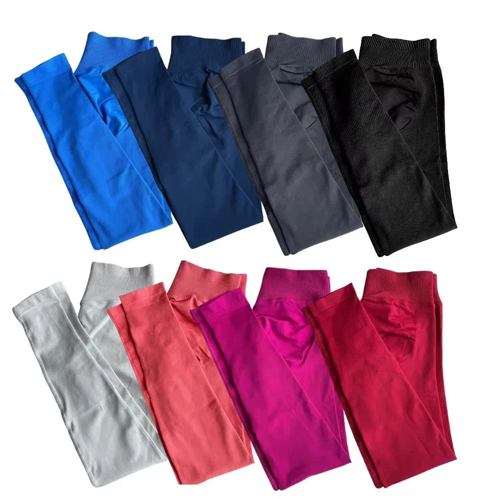 Leggings with Logo Scrunch Seamless Yoga Women Legging Gym Sports Pants Low Ribbed Band High Stretch Fitness Tights Pant