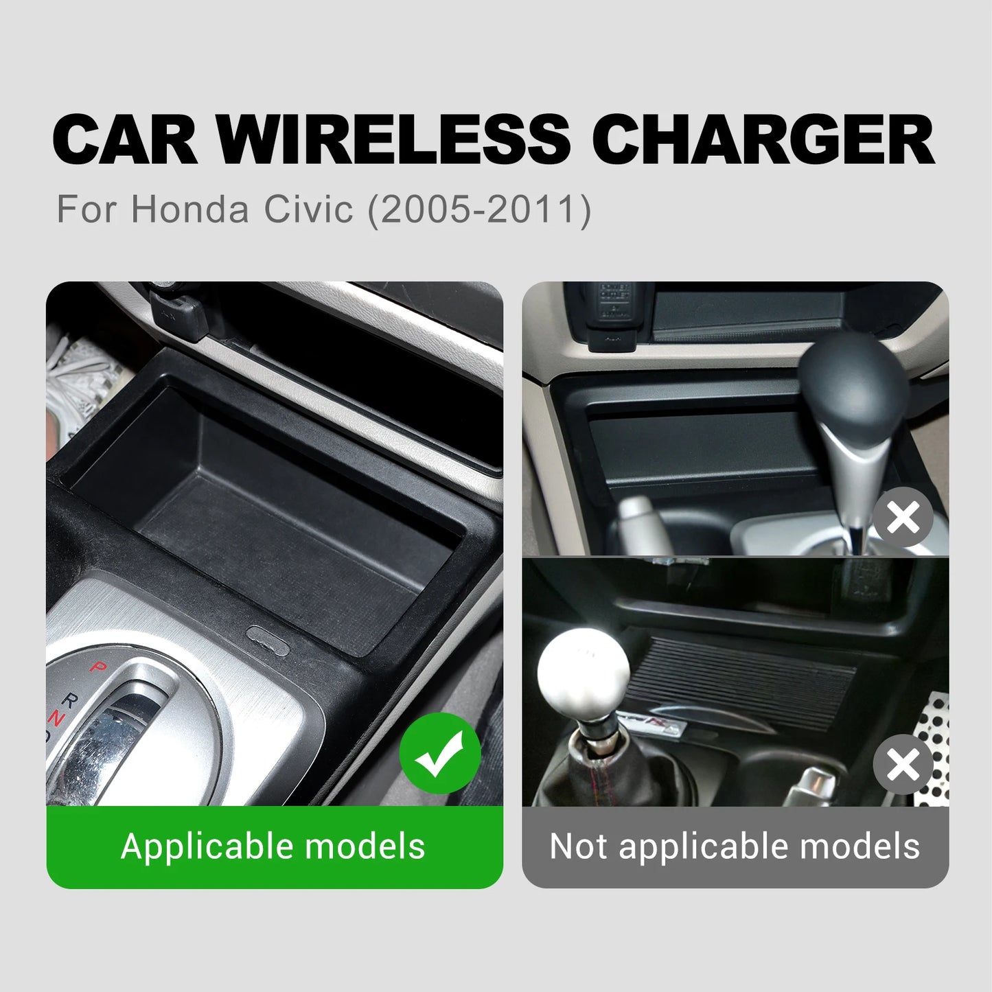 Car Wireless Charger For Honda Civic 2005 2006 2007 2008 2009 2010 2011 Car Mobile Phone Charging Fast Wirelessly 15W Board