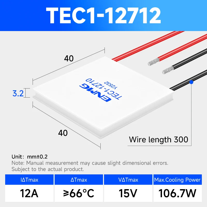 ENMG TEC1-12706 / TEC1-24106 Thermoelectric Cooling Module-12V/24V Peltier Cooler for DIY&Industrial Applications Peltier Effect