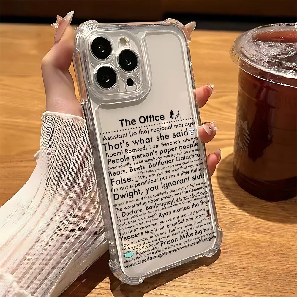 The O-Offices TV Show New Phone Case for IPhone 16 15 14 13 12 11 Mini Pro Max X XR XSMax 7 8 Plus Anti Fall Transparent Cover