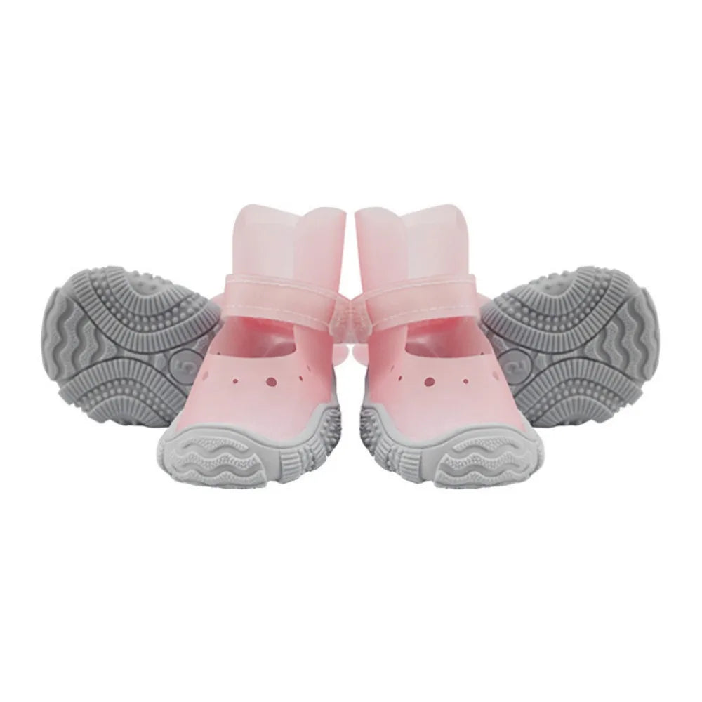 Cute Non-slip Waterproof Pet Shoes Comfortable Adjustable Outdoor Dog Boots Elastic Breathable Pet Rain Shoes Cat Paw Protection