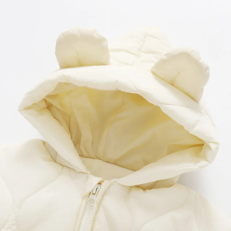 2026 Spring Autumn Hooded Infant Newborn Baby Rompers Fleece Padded Cartoon One-pieced Outdoor Outfit for Baby Boys Girls