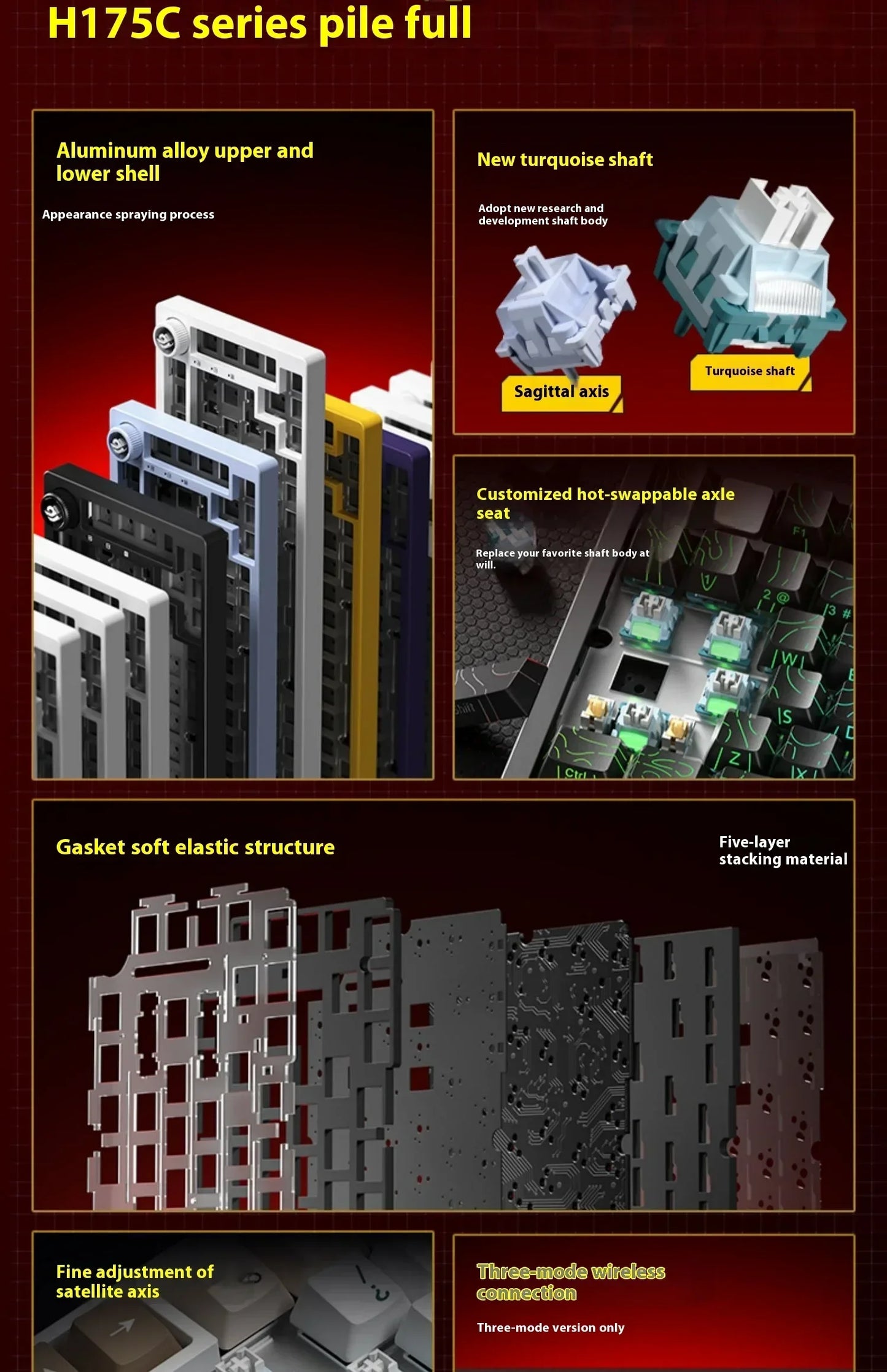 Leobog Hi75C Hi75 Hi75C Pro Aluminum Wireless Custom Mechanical Keyboard Kit Gaming Bluetooth 2.4G Wired Hotswap Gamer Keyboard