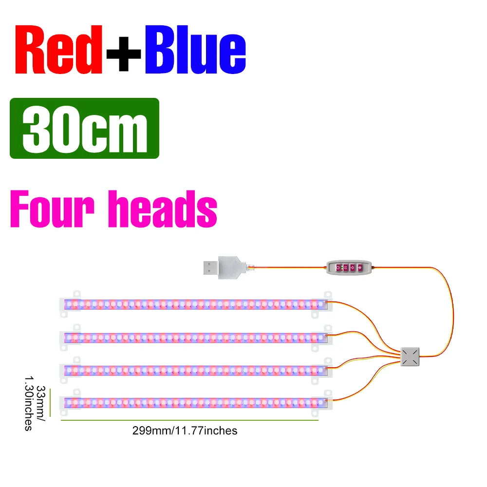 LED Plant Grow Light Bar 5V Full Spectrum Potted Fill Lamp USB Indoor Dimmable Succulent Seeding Flower Cactus Cultivate Lamps