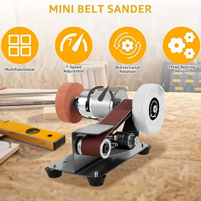 37PCS of three in one mini belt sanding machine, suitable for DIY metal and wood handicrafts, tools, and knives (with kit)