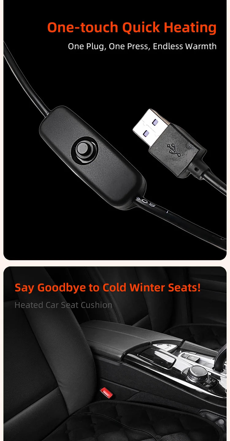 Winter heated seat cushion, sedan automatic power-off speed, thermoelectric heating small square cushion, car USB warm car seat