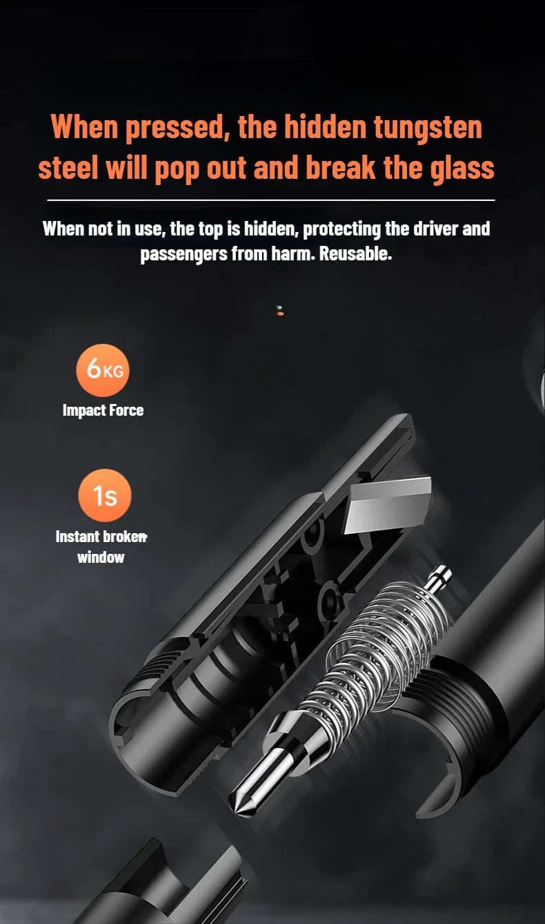 2 In 1 Car Safety Hammer Emergency Glass Breaker Cut The Seat Belt  High Hardness Tungsten Steel Rescue Tool Auto Accessories