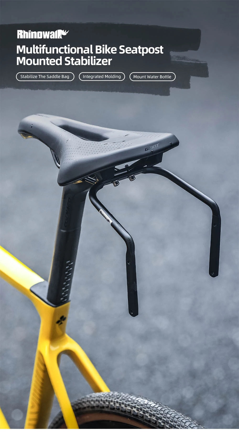 Rhinowalk Bike Saddlebag + Stabilizer Set Waterproof 13L Large Capacity More Stable For MTB Road Bike Can Fit Water Bottle Cage