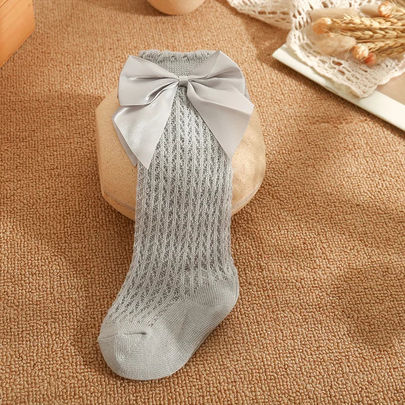 Summer Baby Socks Toddler Cute Big Bow Knee High Socks Mather Kids Children Boy Girls Newborn Floor Cotton Socks Baby Accessorie