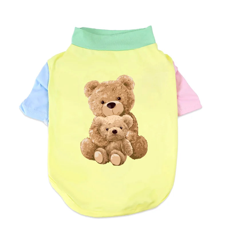 1 PC Pet T-Shirt, Cats & Dogs Soft Pure Cotton Teddy Bear Dopamine Vest. Shih Tzu, Siamese Cat Little Pet Daily Outfit