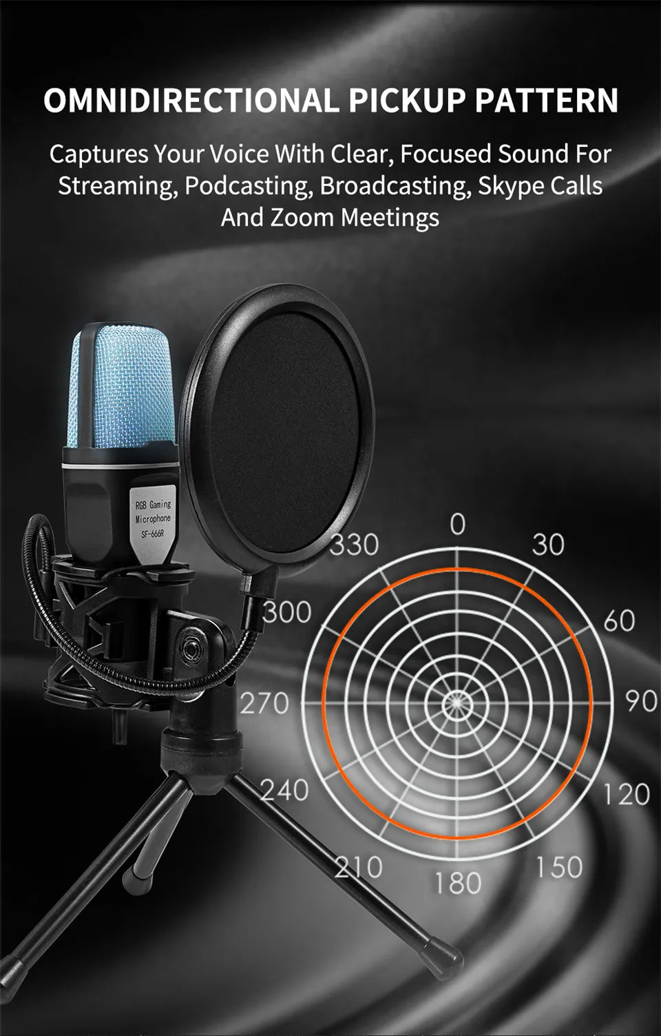 USB Microphone RGB Microfone Condensador Wire Gaming Mic for Podcast Recording Studio Streaming Laptop Desktop PC