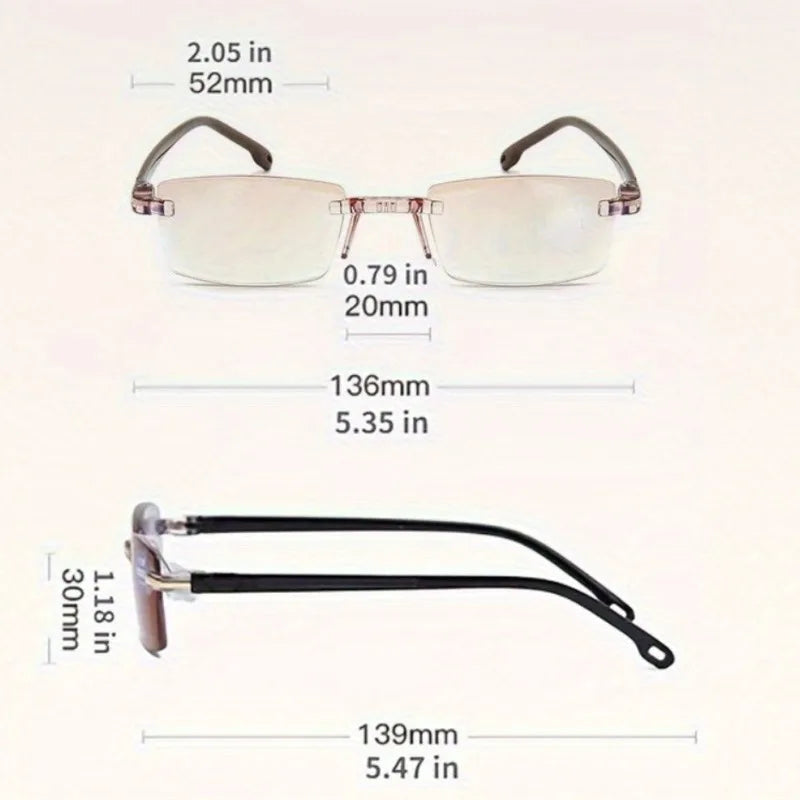 Frameless Bifocal Reading Glasses for Men & Women | See Near & Far | Up to +4.0