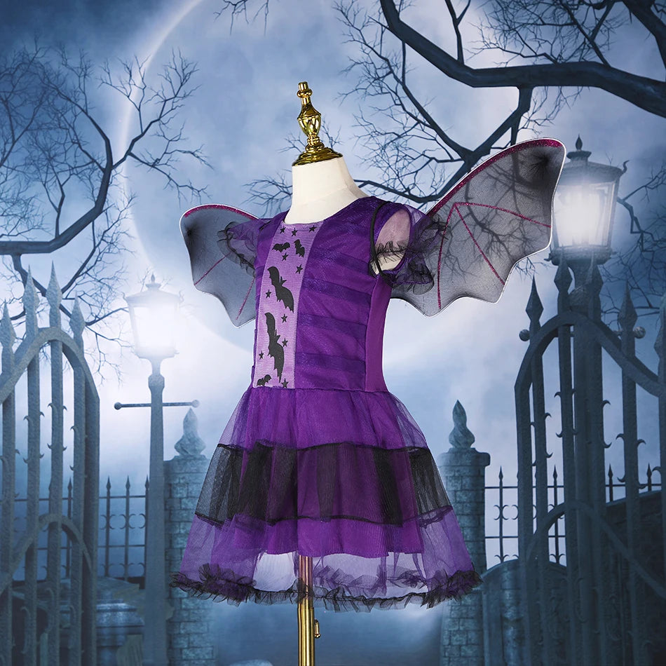Halloween Costume For Kids Halloween Fantasy Vampire Costumes Girls Short Tutu Dress Kids Carnival Outfit Gothic Dark Clothes