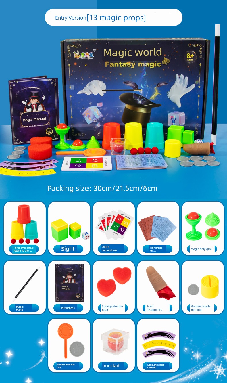 Children's Magic Props Toy Gift Box Close-Up Kindergarten Performance Set Magic Tricks Boy's Birthday Gift Shocking