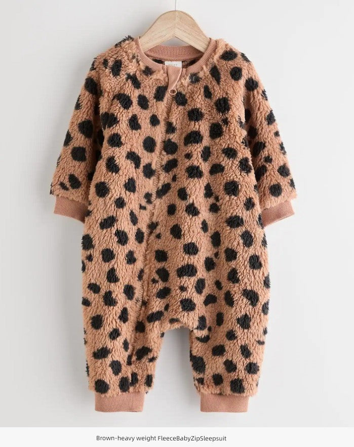 In Stock British next New Arrival Baby Fall and Winter Thick Coral Fleece Knitting Jumpsuit Romper Fleece-lined Jumpsuit Pajamas