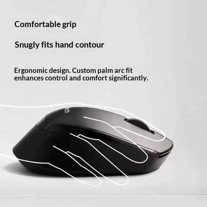 Logitech M330 Silent Plus Wireless Mouse 2.4G USB Receiver Ergonomic Shape Gentle Soft for Desktop Office Laptop Desk