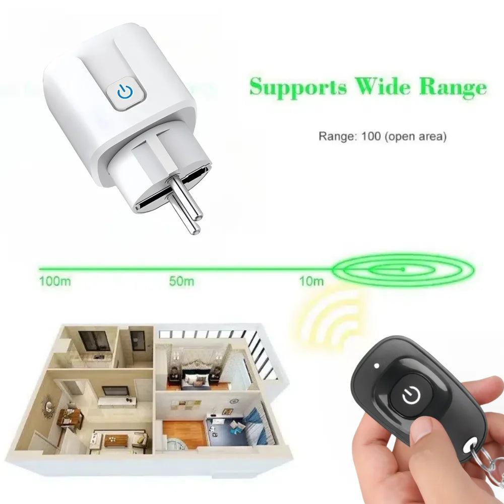 433mhz Socket Wireless Remote Control Switch Plug 110V 220V 15A EU FR On/Off Used for Light and Household Appliances 50meters
