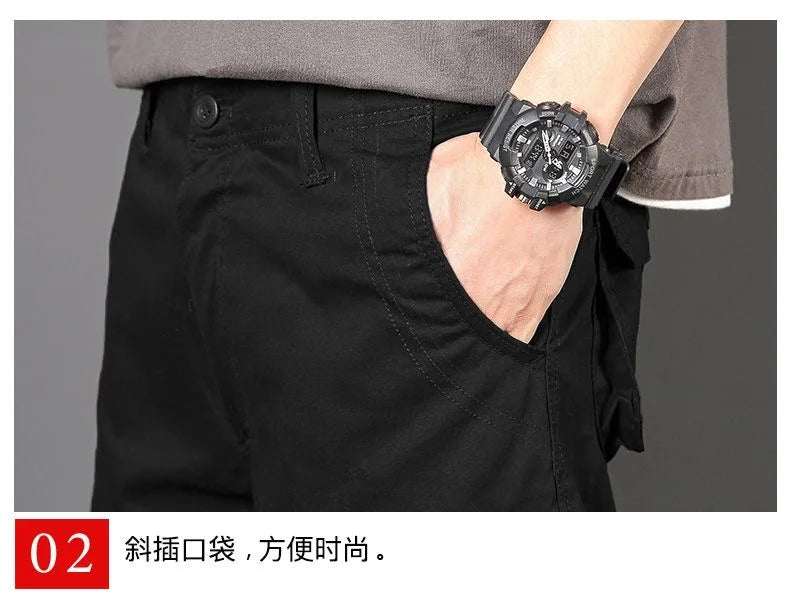 Summer Fashionable Sports Pure Cotton Straight Leg Multi-pocket Cargo Shorts Men's Casual Loose Plus Size High Quality Shorts