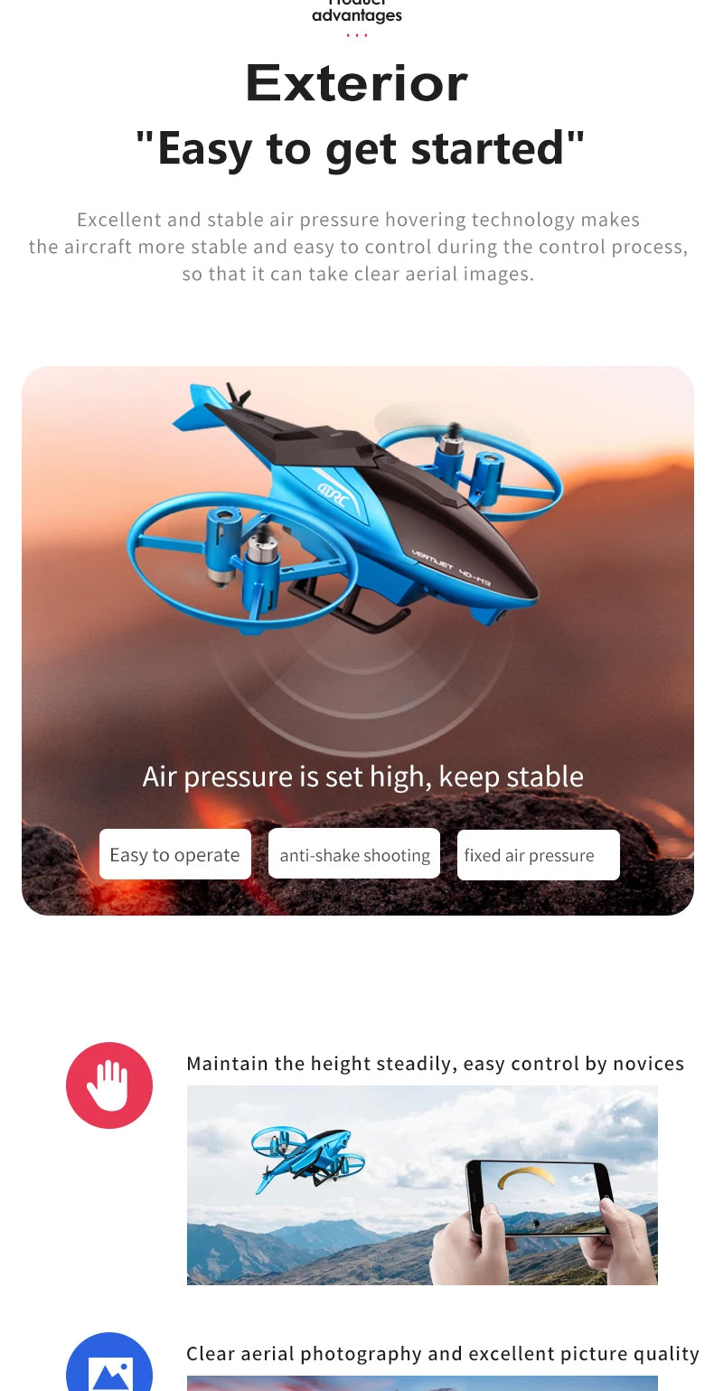 4DRC Mini M3 Drone RC Helicopter 2.4G 3D Aerobatics Altitude Hold Helicopter with Camera Remote Control drone Toys with Blue/Red