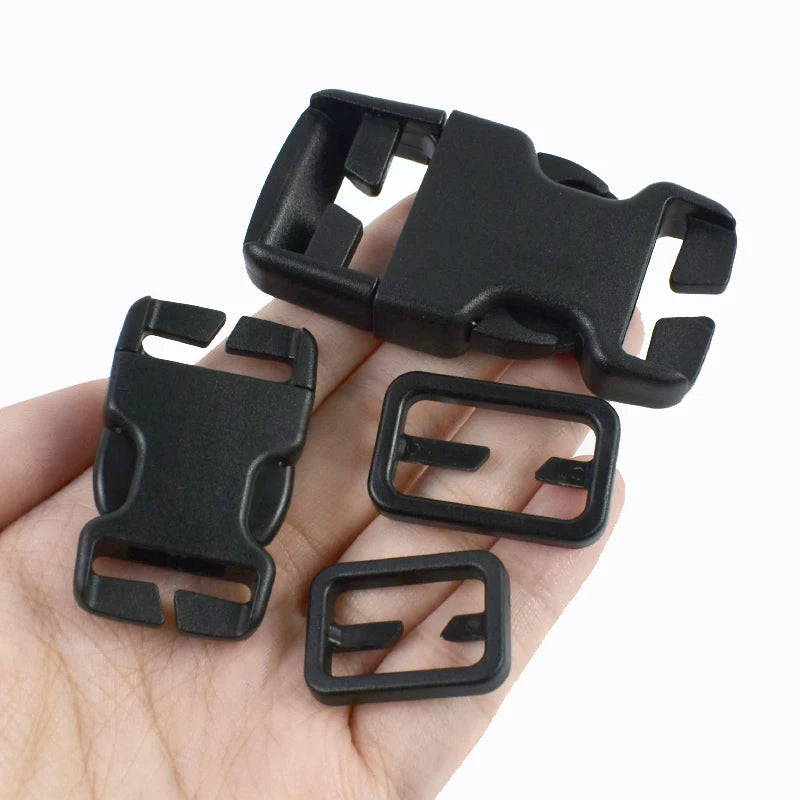 2-10Sets 20/25/38mm Dog Collar Repair Accessories Backpack Plastic Carabiner Clips Side Release Buckles Belt Adjust Sliders Hook