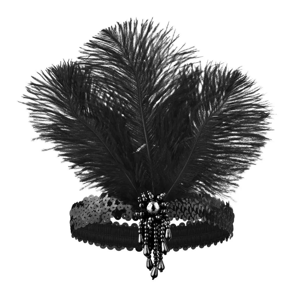 Hair Accessories Feather Headwear Tassel Diamond Cosplay Dress Headwear Black Makeup Party Masquerade Hair Band Women Hairband