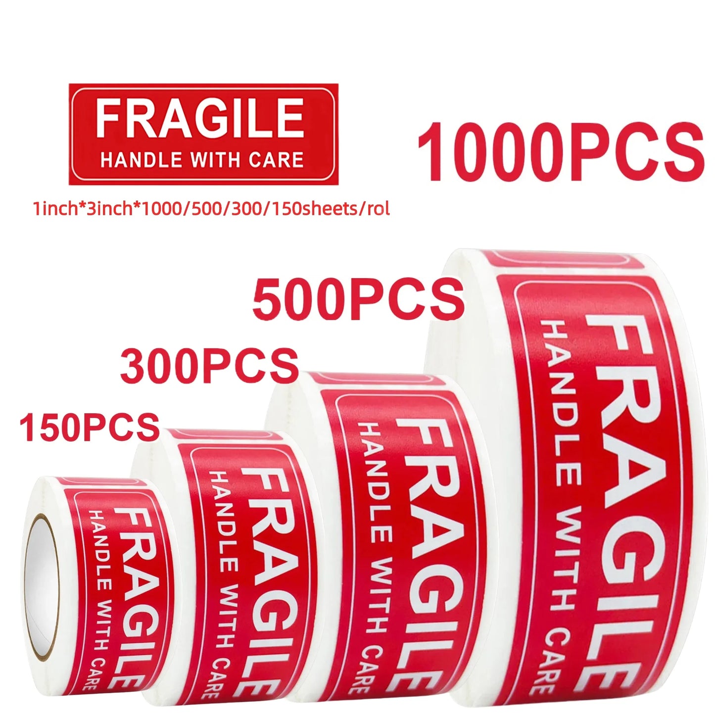 1000/500/150sheets/roll Fragile Label Stickers Handle With Care Warning Signs Careful shipping Tags sticker