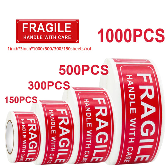 1000/500/150sheets/roll Fragile Label Stickers Handle With Care Warning Signs Careful shipping Tags sticker