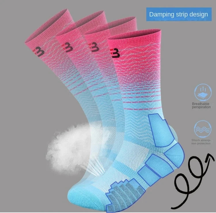 Sport Cycling Basketball Socks Compression Running Man Black Trend Breathable Long Hiking Damping Athletic Professional Big Kids