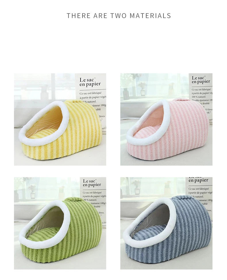 Fashion Warm Thick Sponge Dog Kennel Cat Nest Striped Slipper Design Pet Bed Cozy Comfortable Washable Pet Sleeping Mat