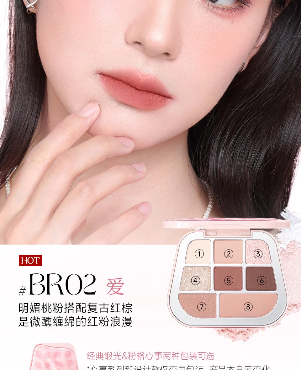 FOCALLURE 8 Colors Eyeshadow Palette Matte Satin Shimmer Glitter Fine Flash Waterproof Easy to Wear Longlasting Eye Makeup