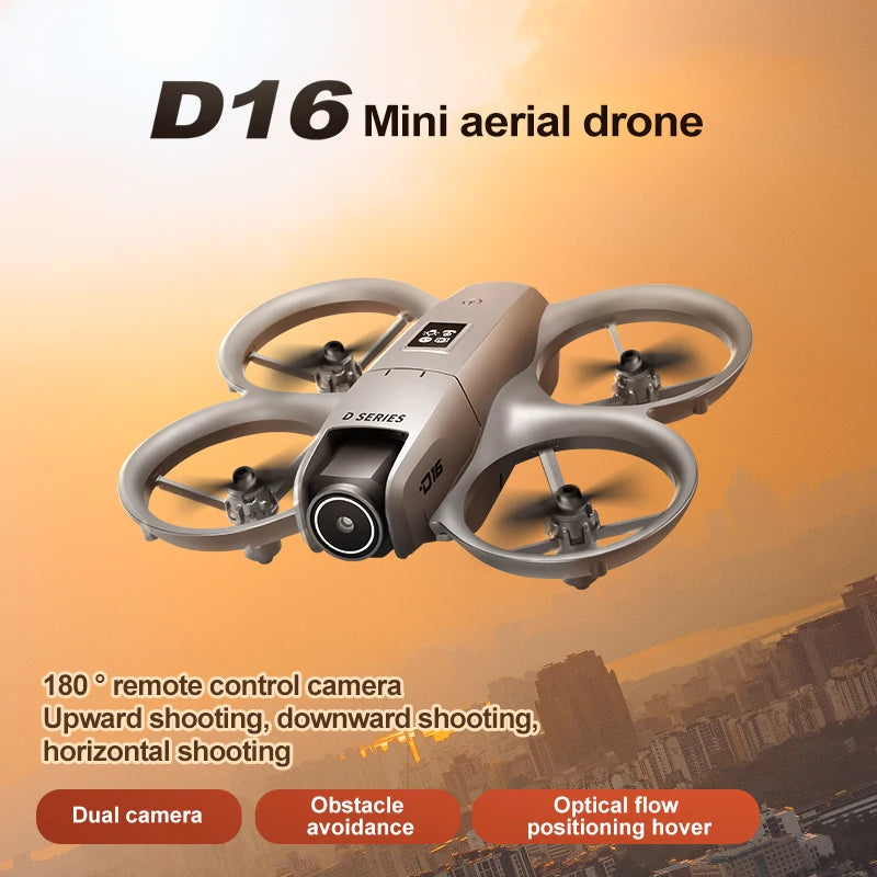 D16 Mini RC Quadcopter Drone Wide Angl 1080P HD Dual Camera 5G WIFI FPV UAV Obstacle Avoidance Optical Flow Perfect  Outdoor Toy