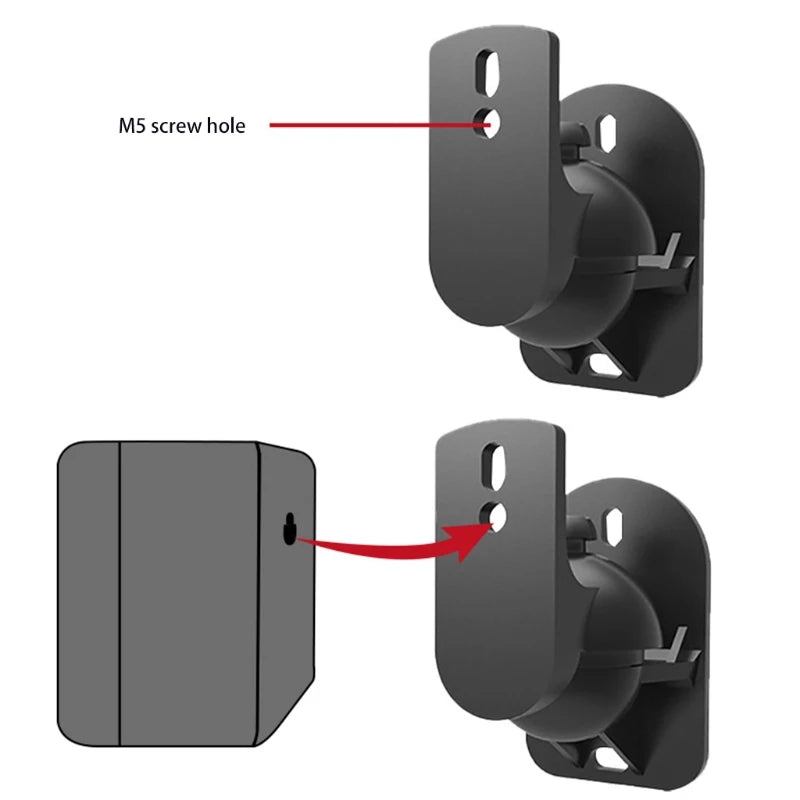 Satellite Speaker Wall Mount Surround Sound Bracket Satellite Bookshelf Box Long Arm Easy to Install 180 Degree Rotation