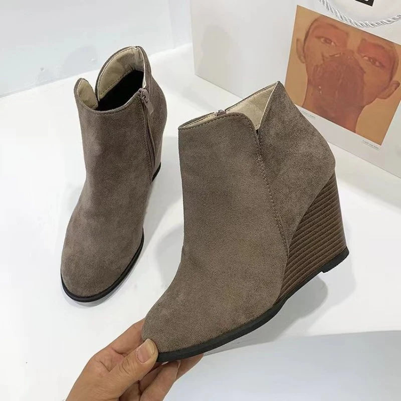 2025 New Womens Boots Side Zip Women Wedge Shoes Fashion Lightweight Ankle Boots Summer High Quality Shoes for Women Botas Mujer