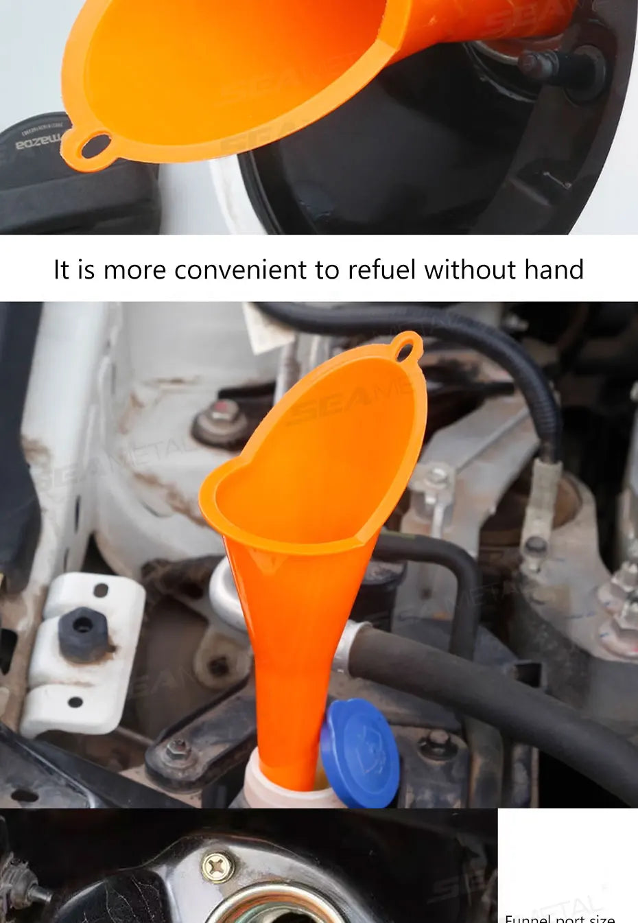SEAMETAL Car Long Stem Funnel Oil Fuel Filling Tools Anti-splash Plastic Funnel Auto Accessories Motorcycle Refueling Tools
