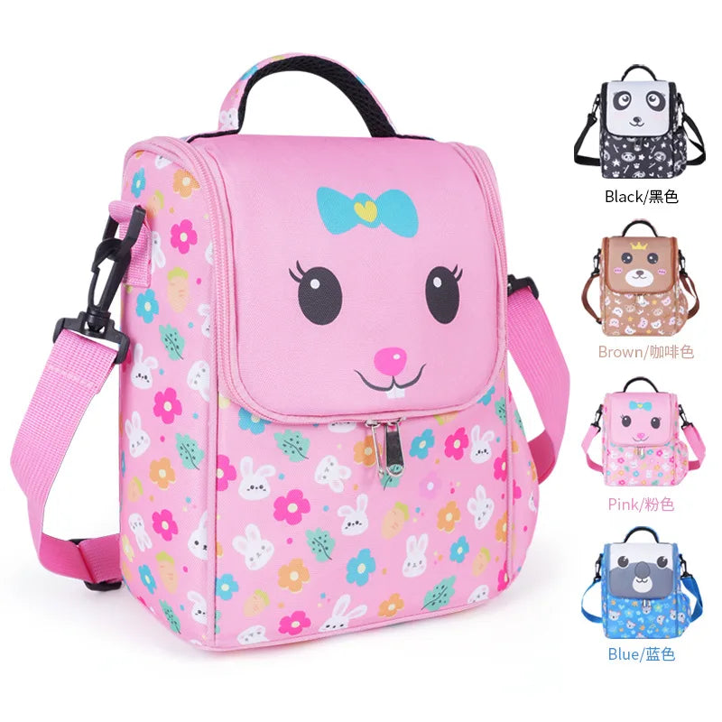 Children's Cartoon Portable Square Lunch Bag Ice Bag Student Insulation Meal Bag Traveing Outdoor Picnics Single Shouder Bag
