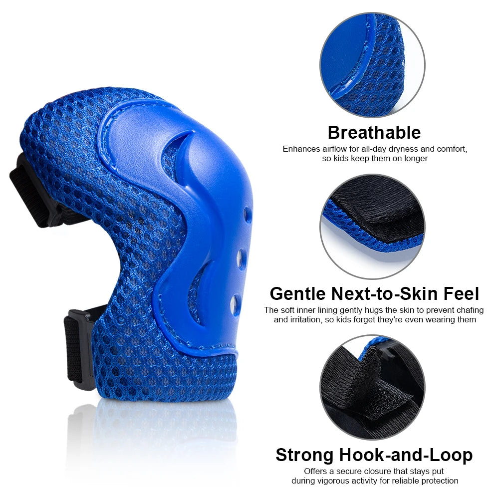 7Pcs/Set Roller Skating Kids Safety Helmet & Knee Elbow Pad Set – Adjustable Protective Gear for Children Cycling, Skateboard