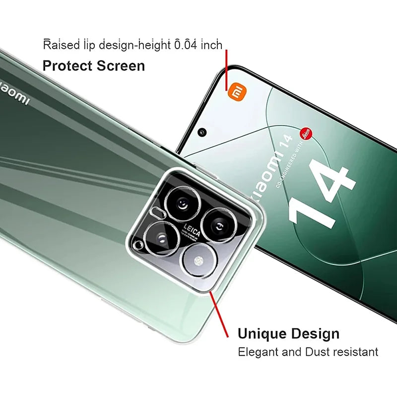 Transparent Silicone Soft TPU Case For Xiaomi 14 14T Pro Ultra Shockproof Full Lens Protection Ultra Thin Back Cover Xiaomi 14T