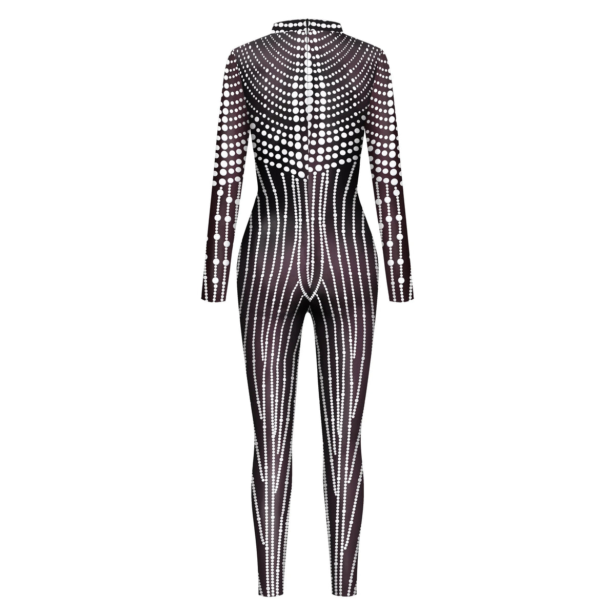 Halloween Cosplay Costume Shiny Sexy Lace Sequins Pattern 3D Printed Slim Bodysuit Theme Party Role Playing Jumpsuit for Women