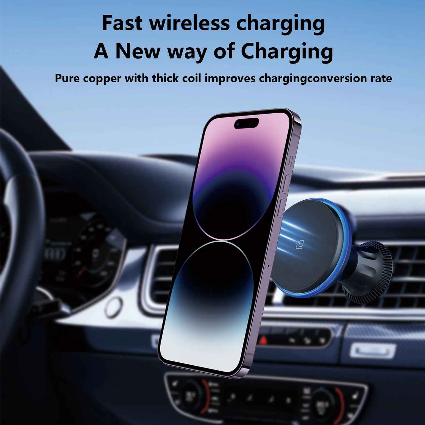 15W Fast Charging Strong Magnetic Phone Holder for Car, Wireless Car Charger Compatible for iPhone 16 Pro Max 15 14 13 12