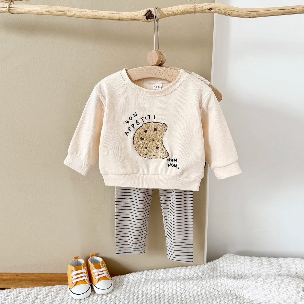 New Baby Suits Cartoon Clothing Boy Infant Sets Long-Sleeve Bread/Biscuits Sweatshirts Top Pants Autumn Winter Toddler Outfits